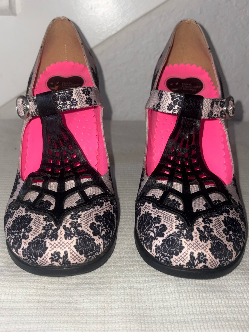 HOT CHOCOLATE DESIGN Sz 39 Spider Web Mary Jane Heel Pump